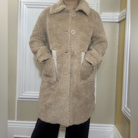 Women's Tan Sherpa Coat - Picture 5 of 11